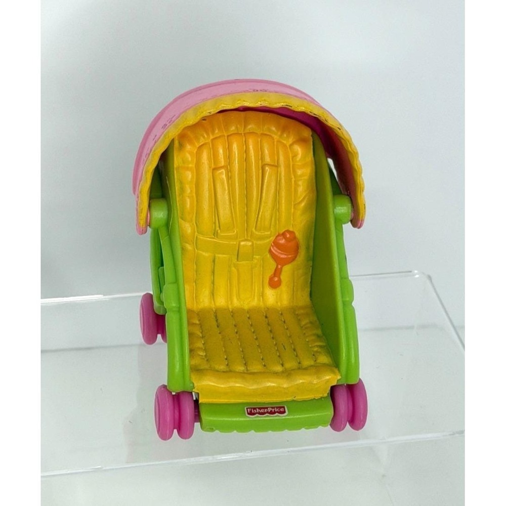 Fisher-Price Loving Family Green and Pink Doll Stroller Mattel Vintage
